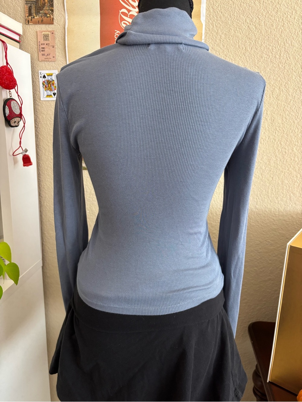 NWOT Madewell Soft Ribbed Turtleneck in Dusty Blue Cotton/modal blend - Picture 3 of 5